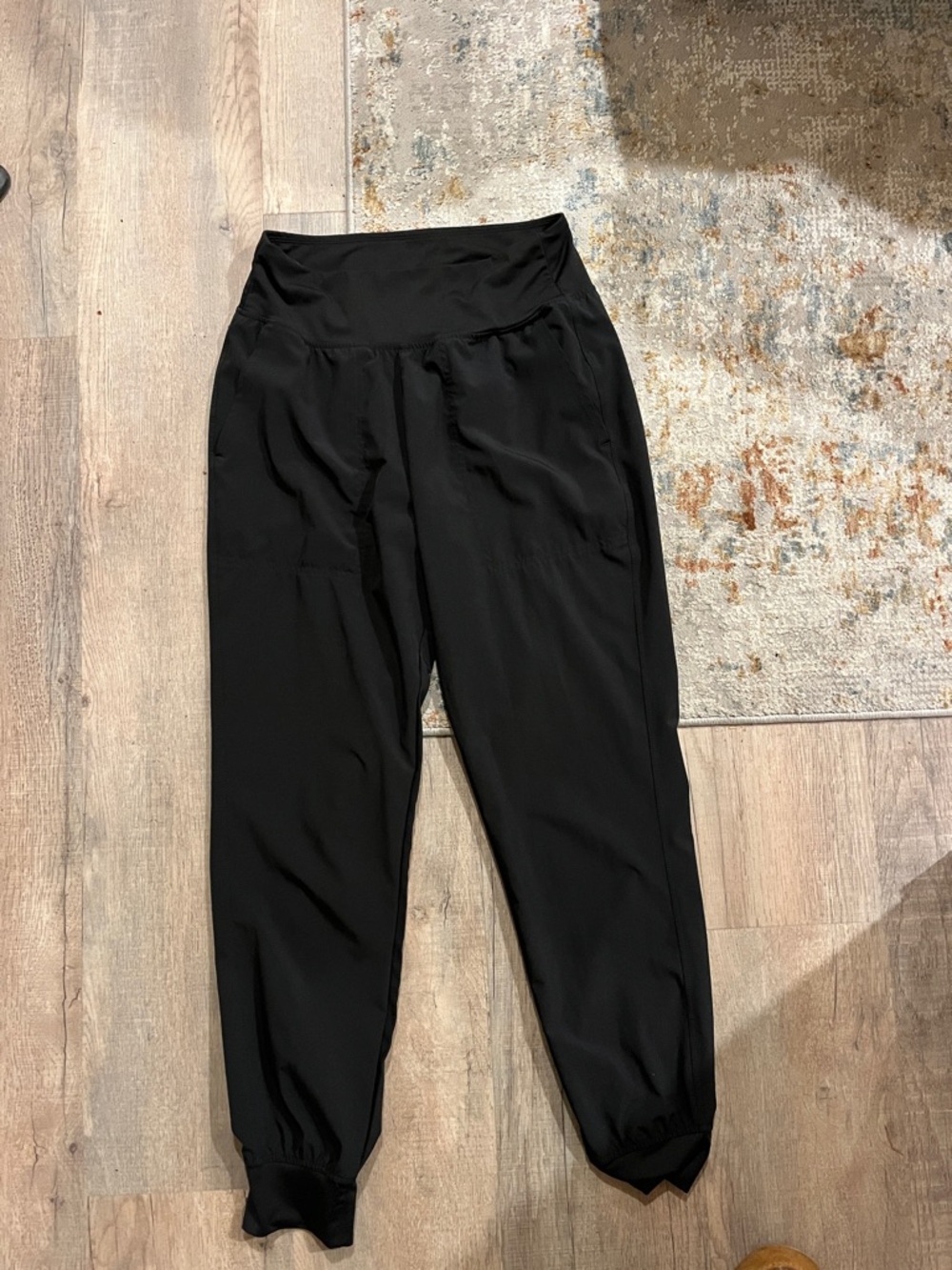 High-Rise Black Jogger Pants with Tapered Ankles